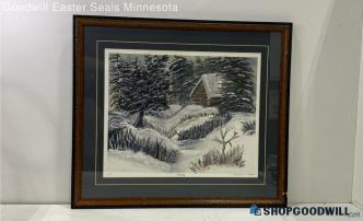 Janet Phillips Signed Matted & Framed Winter Landscape Print "Serernity" 7/250