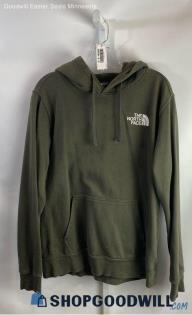 The North Face Men's Taupe Green Logo Graphic Pullover Fleece Lined Hoodie Sz M