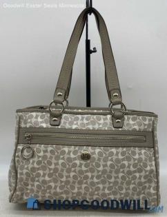 Coach Signature Chelsea White Gray Shoulder Bag Womens Coated Canvas