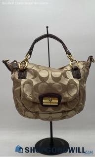 Coach Kristin Signature Khaki/Brown Sateen Round Shoulder Bag Handbag/Purse