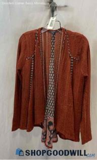 Miss Me Women's Burnt Orange Loose Knit Open Cardigan - Sz S