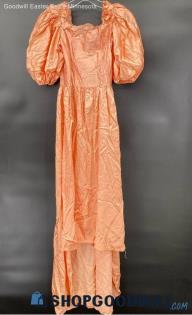 Women's Peach Bridesmaid Dress with puff sleeves - No Size