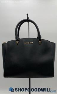 Michael Kors Ellis Black Smooth Leather Satchel/Top Handle Bag Handbag/Purse