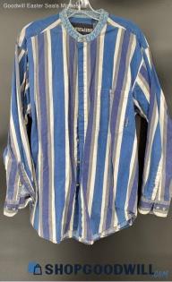 Timewear Men's LS Blue/Grey/White Cotton LS shirt - Sz L