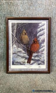 "Nature's Crimson" Dave Constantine Facsimile Sign Cardinal Bird Wildlife Print