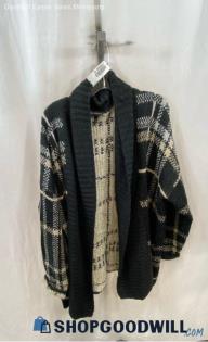 lane Bryant Women's Black/Tan Plaid Open Cardigan - Sz 22/24