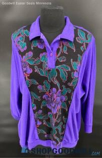 Lady Graff Women's VTG Purple & Black LS shirt - Sz 2X