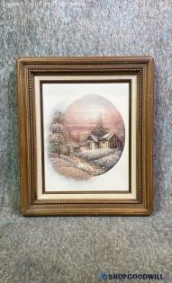 Sunrise Cabin Nathan Signed Coa Appraisal Nature Still Life Landscape Art Framed