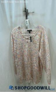 NWT Lane Bryant Women's Pink Multicolor Knit Sweater - Sz 22/24