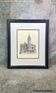 Faribault County Courthouse Pat Shepard Signed Ltd Ed 56/100 Drawing Print Frame