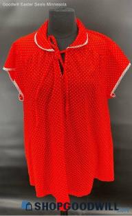 Women's LWT Red and white Polka Dot SS shirt - Sz 42