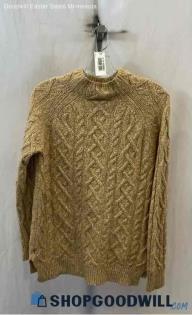 Michael Kors Women's Tan Mock Neck Cable Knit Wool Blend Sweater - Sz M