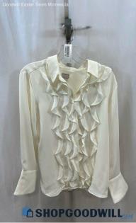 Chico's Women's White Ruffle Blouse - Sz 8