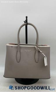 Kate Spade Eva Gray White Pink Satchel/Top Handle Bag Womens Leather