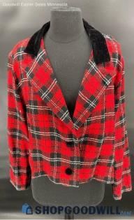 Halmode Petites women's Red & Black plaid blazer - Sz 16