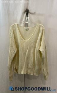 Lucky Brand Women's Ivory Chunky Knit V Neck Sweater - Sz L