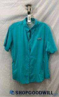 Columbia Women's Turquoise Tech Button Up Shirt - Sz XL