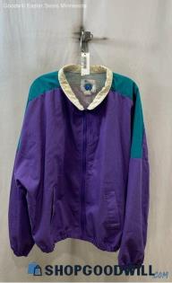 Future Products Inc. Men's Teal/Purple Lightweight Full Zip VTG Jacket - Sz XXL