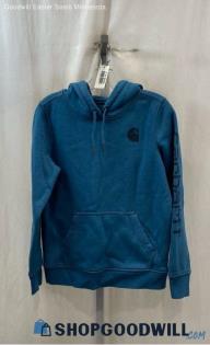 Carhartt Women's Blue Fleece Lined Logo Graphic Hoodie - Sz XS