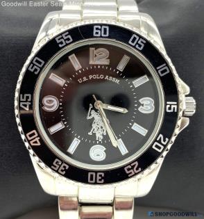 Men's US Polo Assn Black & Silver Tone Quartz Watch