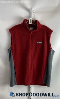 Columbia Men's Red/Gray Full Zip Sweater Vest - Sz L