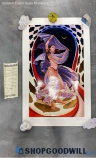 "Turkish Delight" Ilene Meyer Signed 29"x17" Coa Belly Dancer Woman Serigraph