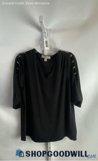 Michael Kors Women's Black Sleeve Cut Out Blouse - Sz L