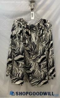 Lane Bryant Women's Black/White patterned V Neck Blouse - Sz 26/28