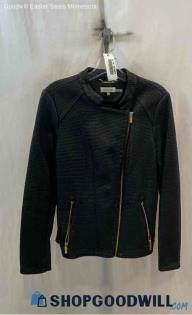 Calvin Klein Women's Black Texture Moto Jacket - Sz M