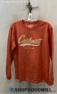 Carhartt Women's Orange Logo Graphic Long Sleeve Shirt - Sz M