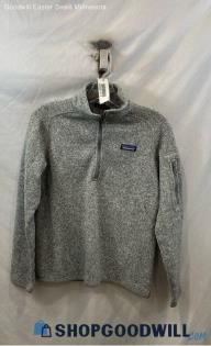 Patagonia Women's Light Gray Fleece 1/4 Zip Sweatshirt - Sz M