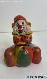 Vintage 5" Happy Clown Figure Coin Bank