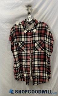 Torrid Women's Pink/Black Plaid Button Up - Sz 2