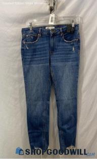 Zara Women's Blue Ankle Fray Cropped Jeans - Sz 8