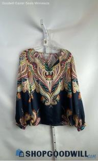 Chico's Women's Multicolored Patterned V Neck Blouse - Sz S