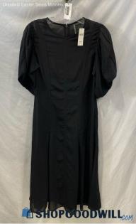 NWT Anthropologie Women's Black Puff Sleeve Midi Dress - Sz 00