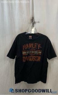 Harley Davidson Men's Black/Orange Logo Graphic Pullover Shirt - Sz L