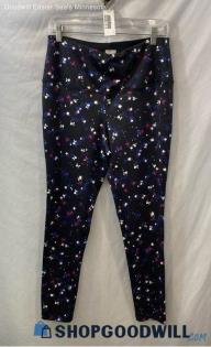 Chico's Women's Black Blue/Pink Splatter Pattern Active Leggings - Sz M