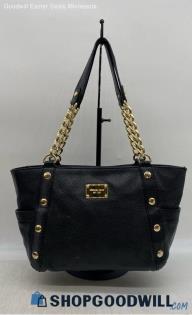 Michael Kors Delancy Glold Black Shoulder Bag Womens Leather