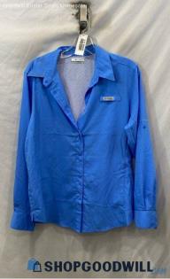 Columbia Women's Powder Blue Ripstop Tech Button Up - Sz L