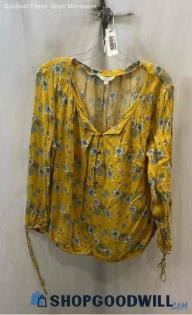 Lucky Brand Women's Yellow/White Floral Print Blouse - Sz L