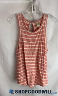 Lucky Brand Women's Pink And White Stripped Tank Top - Sz L