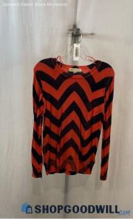 Michael Kors Women's Red/Navy Blue Zig Zag Long Sleeve Shirt - Sz XS