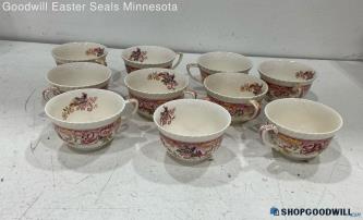 Lot Of 10 Johnson Bros. Floral Patterned China Tea Cups