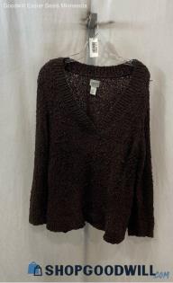 Chico's Women's Brown/Bronze Shimmer V Neck Sweater - Sz XL