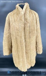 Astraka women's Tan faux fur winter coat - Sz 16