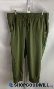 Chico's Women's Olive Green Pull on Ankle Pant - Sz 14