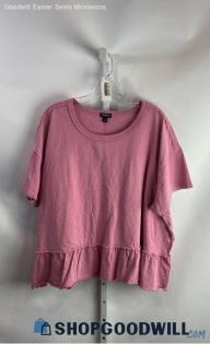 Torrid Women's Pink Ruffle Hem Drop Shoulder Shirt - Sz 2