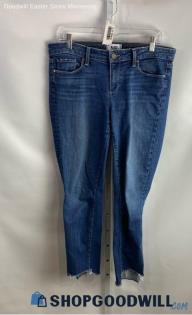 Paige Women's Dark Blue Raw Hem Straight Leg Jeans - Sz 31