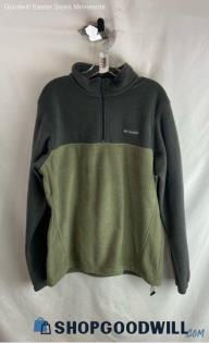 Columbia Men's Gray/Green Fleece 1/4 Zip Sweatshirt - Sz L